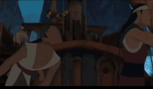 a cartoon character with his arms outstretched in front of a group of people