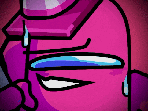 a close up of a cartoon character with a tear coming out of his eyes