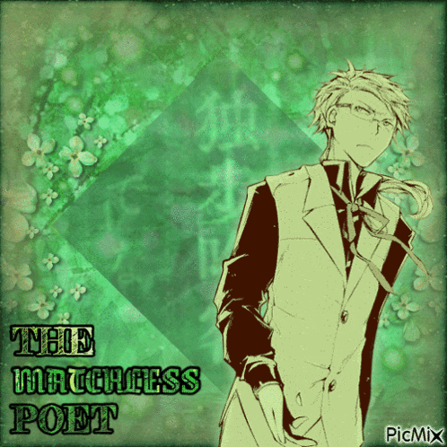 a picture of a man in a suit and tie with the words " the witchless poet " on the bottom