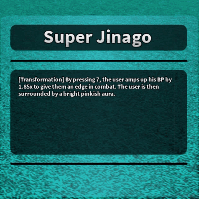 a card that says super jinago in white letters