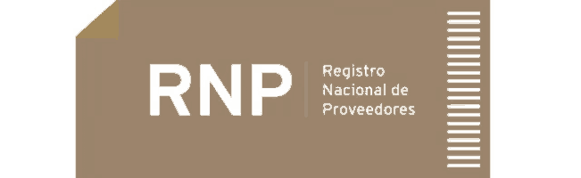 a brown and white rnp logo with a yellow corner