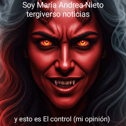 a poster of a devil with the words soy maria andrea nieto tergiverso noticias y esto es el control ( mi opinion )