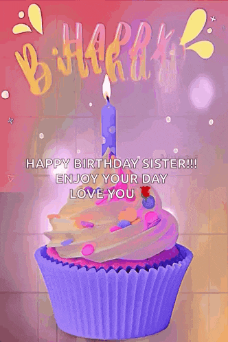 a birthday card for a sister with a cupcake