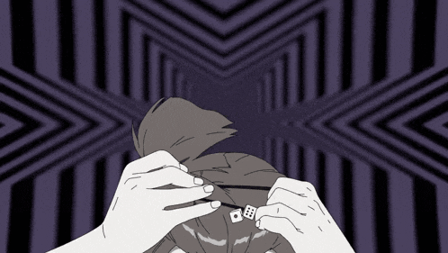 a drawing of a person holding a pair of dice