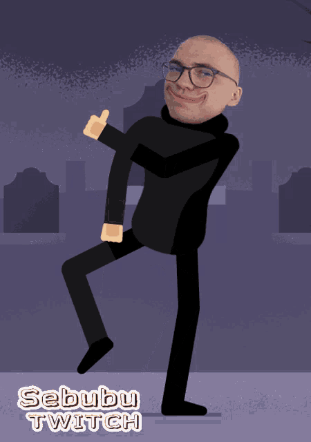 a cartoon drawing of a man giving a thumbs up and the words sebubu twitch below him