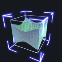 a computer generated image of a cube surrounded by glowing lines