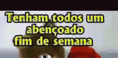a picture of a cat with the words tenham todos um abencoado fin de semana on it