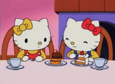 Hello Kitty Cupcake GIF - Hello Kitty Cupcake Eat GIFs
