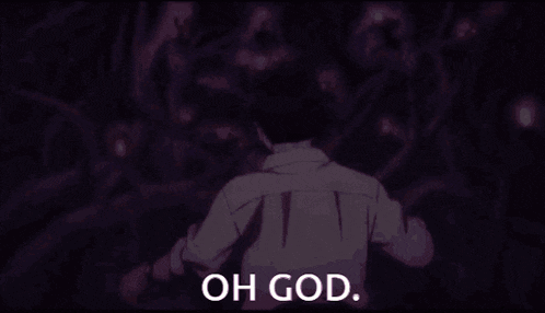 a man in a suit and tie is screaming and saying `` oh god '' in a cartoon .