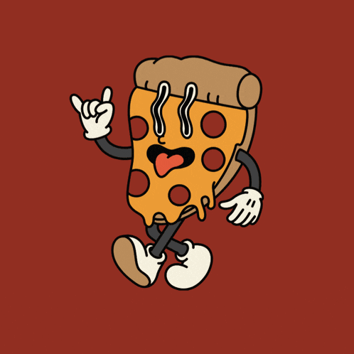 a cartoon drawing of a slice of pizza with the words fuck you below it