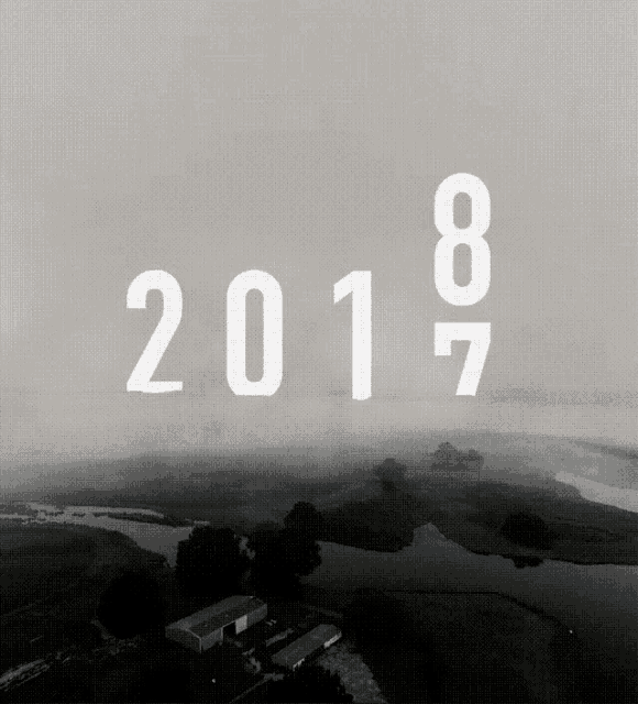 an aerial view of a river with the year 2018 written on it