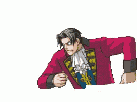 a pixel art drawing of a man in a red suit and tie .