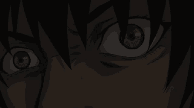 a close up of a person 's eyes in the dark .