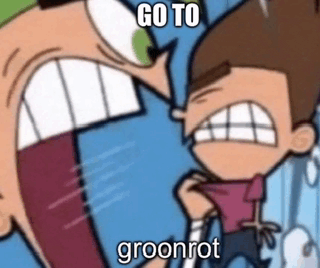 a cartoon character is yelling at another cartoon character with a large mouth .