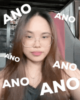 a woman wearing glasses is surrounded by the words ano and ano