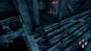 a screenshot of a video game shows a man in a mask standing in the woods