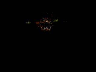 a pixelated image of a monster with a lot of teeth and eyes