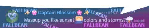 a purple and blue banner with captain blossom written on it