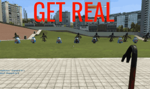 a screenshot of a video game with the words get real in red