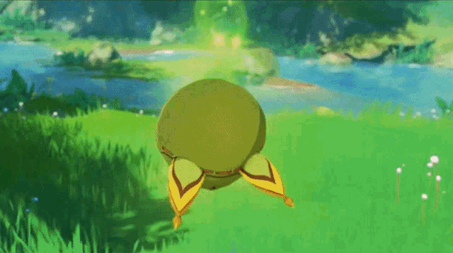 a video game character carrying a large green bag