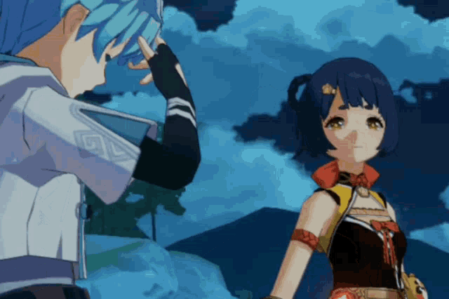 a boy and a girl are standing next to each other