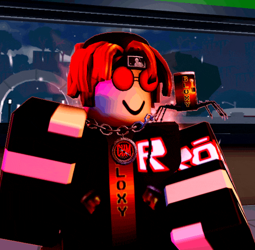 a cartoon character with red hair and a necklace that says foxy
