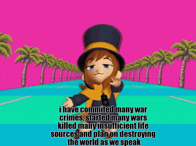 a cartoon character says i have committed many war crimes started many wars