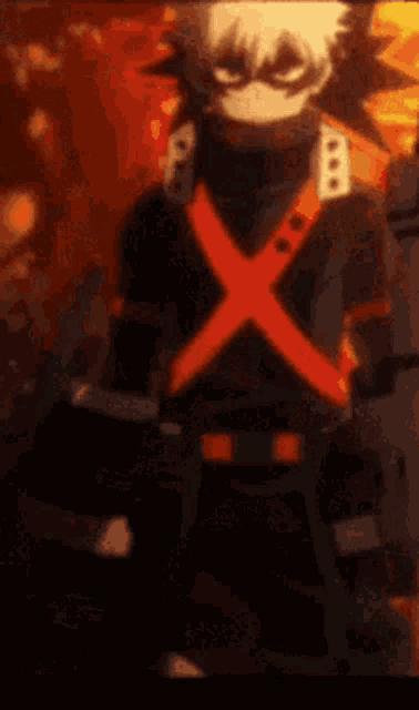 bakugo from my hero academia is holding a gun in his hand .