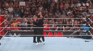 two wrestlers in a wrestling ring with the word usa on the bottom