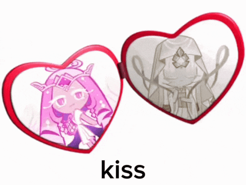 a heart shaped mirror with a picture of a girl on it and the word kiss below it