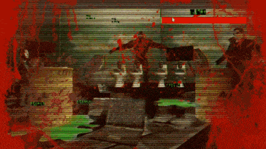 a video game screen shows a man standing in front of a yellow barrel that says " radiation "