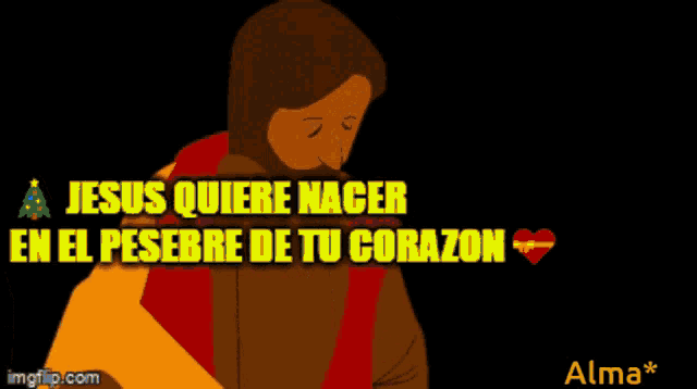 a cartoon of jesus with the words jesus quiere nacer en el pesebre de tu corazon above him