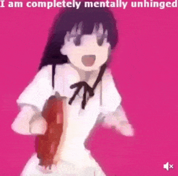 a cartoon girl is holding a piece of meat in her hand .