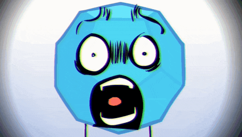 a cartoon character with a surprised look on its face