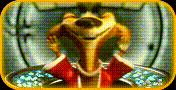 a close up of a cartoon character 's face with a yellow border around it