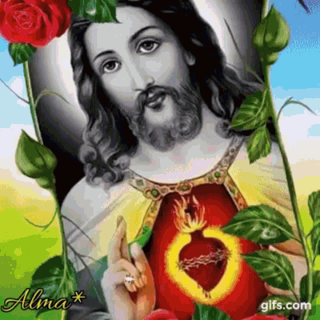 Sagrado Corazon Jesus Christ GIF - Sagrado Corazon Jesus Christ Flowers GIFs