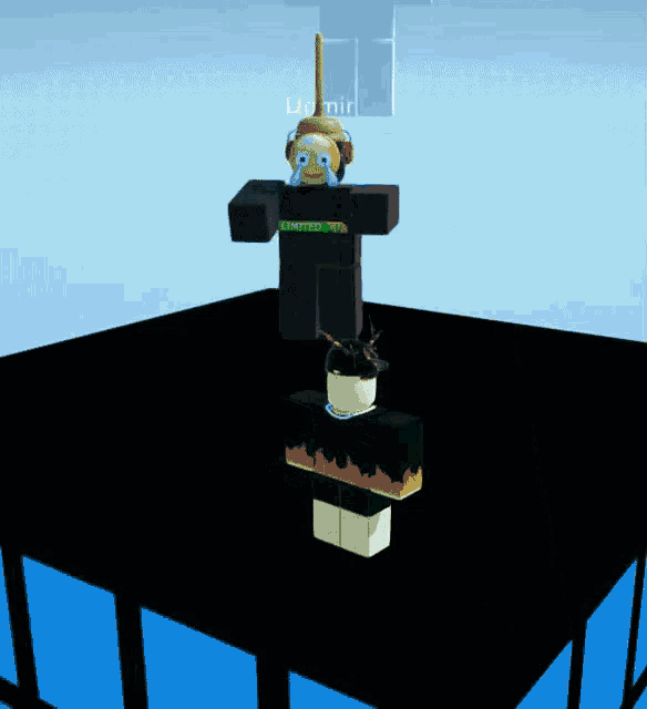 a roblox character with the word limited on the front of his shirt