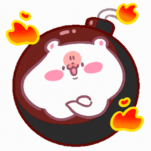 a cartoon of a bear in a bomb with flames surrounding it