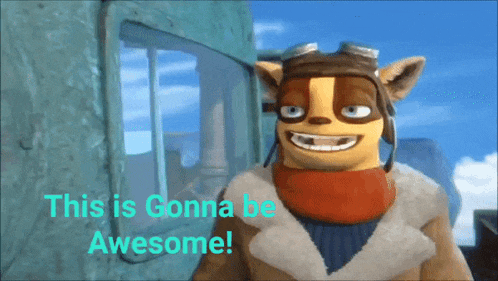 a cartoon character with the words " this is gonna be awesome " behind him