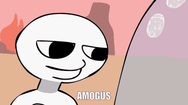 a cartoon of among us with the name amogus