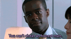 a man in a white shirt and tie says you can t cheat an honest man