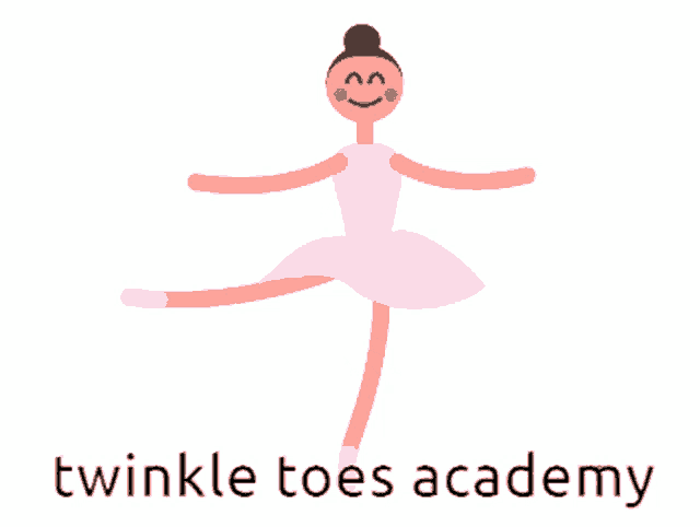 a drawing of a ballerina with the words twinkle toes academy below