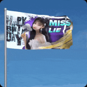a flag with a picture of a girl and the words happy birthday miss lie
