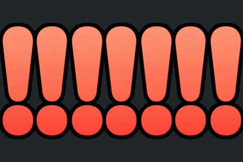 a row of orange exclamation points on a dark background