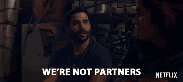 a netflix ad shows a man and a woman and says they are not partners
