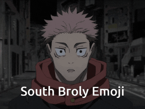 a picture of a person with the words south broly emoji