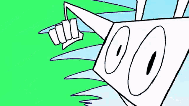 a cartoon drawing of a triangle with a fist .