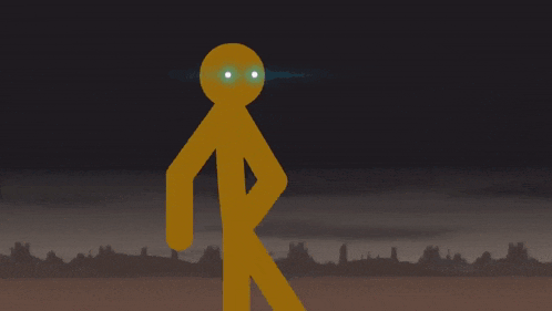 a cartoon character is holding a sword in front of a dark background