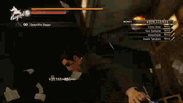 a person is playing a video game with a demonfire dagger weapon .