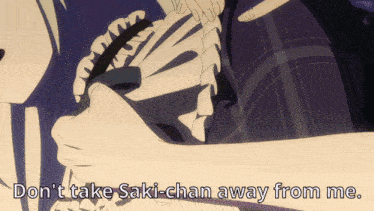 a picture of a girl with the words " do n't take saki-chan away from me " on the bottom